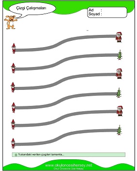 okul öncesi çizgi çalışma sayfaları